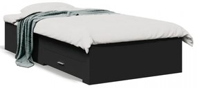 Cadru de pat cu sertare, negru, 90x200 cm, lemn prelucrat