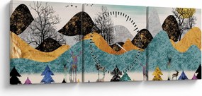 Tablou fgrafic cu cebi (cu ceas) (90x30 cm)