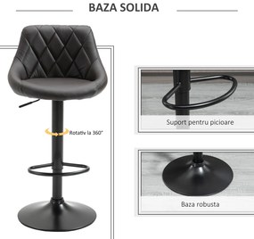 HomCom set 2 scaune de bar, 46.5x48x84.5-106.5cm, maro | AOSOM RO