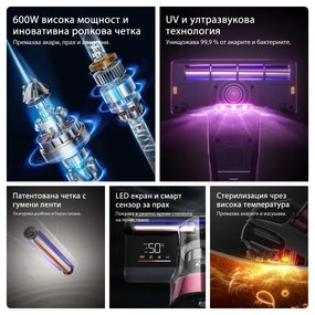 Aspirator acarieni JIMMY BX8, 600W, 0,5 l, 15 kPa, Sterilizare prin incalzire 60°C, ultrasunete, UV, Ioni negativi, Filtrare 6 trepte, Negru