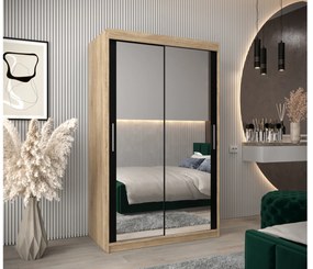 Dulap de haine 120 cm Toki 3 (stejar sonoma + negru mat). 1065067