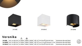 Aplica LED cu spot pentru iluminat exterior design modern IP54 Veronika negru 10x10cm