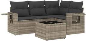 vidaXL Set canapele de grădină cu perne, 5 piese gri deschis poliratan