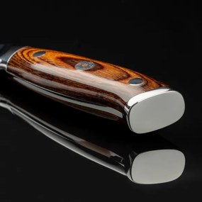 Gudaro - Cuțit de bucătărie Santoku din oțel Damasc FENG 7,5", cu 67 de straturi de oțel, lungime 18 cm