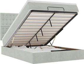 vidaXL Cadru de pat otoman cu saltele Gri deschis 140x200cm catifea