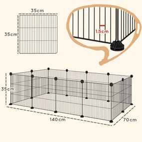 PawHut Țarc Modular pentru Animale de Companie de Talie Mică cu Panouri și Accesorii, 140x70x35 cm, Negru | Aosom Romania