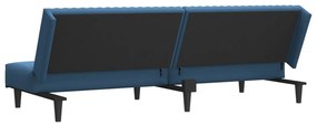 Canapea extensibila cu 2 locuri, albastru, catifea Albastru, Fara scaunel pentru picioare Fara scaunel pentru picioare