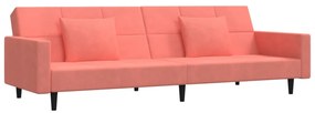337455 vidaXL Canapea extensibilă cu 2 locuri, 2 perne, roz, catifea
