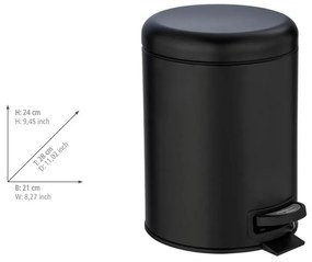 Wenko Coș de gunoi cu pedală Leman 5 l, negru, 5 l