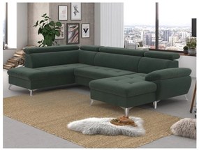 Canapea colțar extensibilă cu spațiu de depozitare, model CATANIA stânga, verde