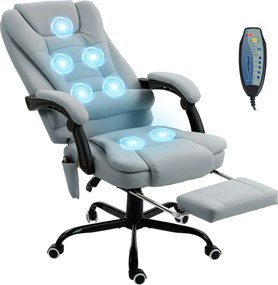 Vinsetto Fotoliu de birou cu masaj, scaun de birou cu înălțime reglabilă, spătar înclinat și telecomandă cu fir, gri | Aosom Romania