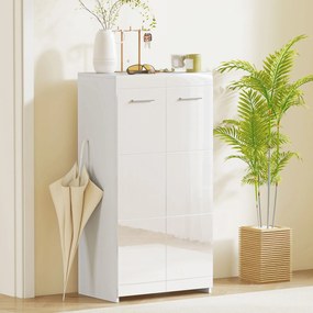 HOMCOM Dulap pentru Pantofi Lucios, Mobilier Modern cu Rafturi Reglabile pentru Hol, Coridor, Capacitate 10 Perechi, Alb | Aosom Romania
