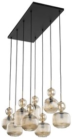 Candelabru suspendat pe cablu SOPHIA, 8xE14/10W/230V, negru/bej fumuriu