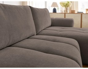 Colțar taupe extensibil/cu spațiu de depozitare (cu colț pe partea dreaptă/cu șezlong) Fuji – Bobochic Paris