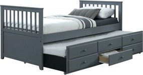 Pat extensibil pentru copii AUSTIN NEW 90x200, gri antracit, cu somier