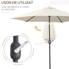 Outsunny Umbrela de Gradina si Plaja Inclinabila Aluminiu si Poliester Alb Φ2.7×2.35m | Aosom Ro
