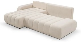 Canapea colțar extensibilă cu spațiu depozitare, model DESIO stânga, bej