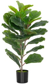 HOMCOM Plantă Artificială Ficus Lyrata Înaltă de 80 cm, Plantă Artificială Realistică pentru Interioare cu Vas, Decorațiune pentru Casă și Birou, Verde | Aosom Romania