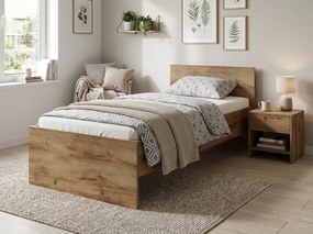 Pat ELISA 90 x 200 cm, stejar artisan Saltele: Saltea Sommera 18 cm, Somiera pat: Fara somiera