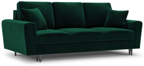 Canapea  extensibila 3 locuri Moghan cu tapiterie din catifea, picioare din metal negru, verde