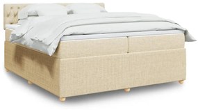 3289875 vidaXL Pat box spring cu saltea, crem, 200x200 cm, textil