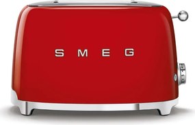 Prajitor de paine SMEG 50's Style TSF01RDEU, 950 W, 2 felii, 6 trepte, Tava pentru firimituri, Cablu integrat, Otel inoxidabil, Rosu