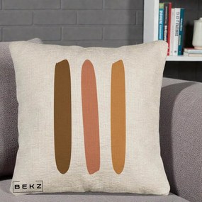 Perna Decorativa Abstract Linii Terracotta, 40x40 cm, Bej Canapea, Husa Detasabila, Perna Inclusa, BEKZ®