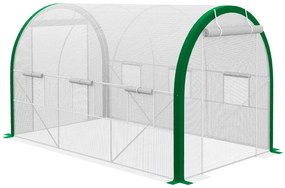 Outsunny Sere tunel, sera, usi cu fermoar, ferestre cu plasa, cadru metalic, 3,5 x 2 x 2m, alb | Aosom Romania