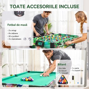 HOMCOM Masă de Jocuri 6 în 1 cu Fotbal de Masă, Biliard, Air Hockey, Tenis de Masă, Hockey pe Iarbă, 118x104x71 cm | Aosom Romania