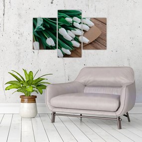 Tablou cu buchet de lalele albe (90x60 cm)