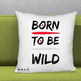 Perna Decorativa Born To Be Wild, 40x40 cm, Alb Pufos, Husa Detasabila, Perna Inclusa, BEKZ®