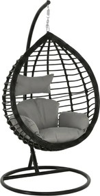 Scaun suspendat TARINO cu suport, negru/perna gri