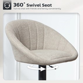 HOMCOM Set 2 Scaune de Bar Rotative din Țesătură cu Înălțime Ajustabilă Bej | Aosom Romania