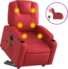 vidaXL Fotoliu electric masaj rabatabil cu ridicare, roșu