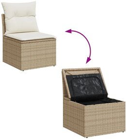vidaXL Set de canapele pentru grădină 7 pcs Bej și alb Rattan poli