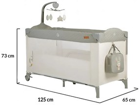 Patut pliant transformabil in tarc copii NOVOKIDS™ Indiana NEST, 62X125 cm, 2 Niveluri, Jucarie Carusel muzical, Fermoar acces lateral, Geanta bebe,