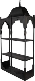 Etajeră de perete vintage din metal, negru, cu 2 rafturi și arcade în festoane, 109 x 55 x 19 cm, „Bica”