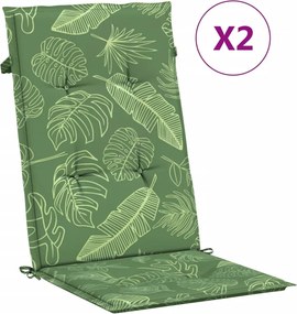 vidaXL Perne de scaun spătar înalt, 2 buc., model frunze, textil