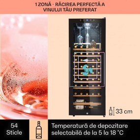 Klarstein Barossa 54S, răcitor de vinuri, 155 l, 54 de sticle, ușă de sticlă, tactil