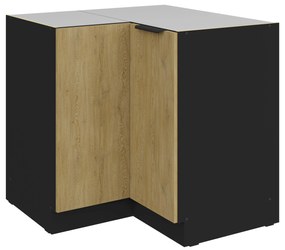 Dulap inferior de bucătărie de colț Carminia 90x90 DN 2F BB (stejar cremona + negru). 1127991
