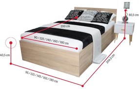 Supermobel Pat EBONY + saltea + somieră GRATIS, 90x200, trufla