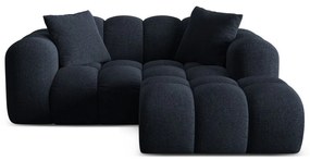 Colțar albastru închis cu tapițerie din chenille (cu colț pe partea dreaptă/cu șezlong) Treno – Cosmopolitan Design