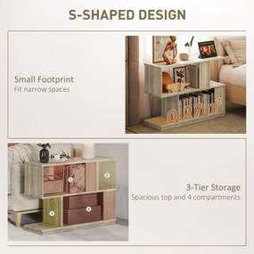 HOMCOM Măsuță de cafea modernă în formă de S cu 4 rafturi 90x30x61 cm Lemn | Aosom Romania