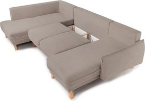 Colțar taupe extensibil/cu spațiu de depozitare cu tapițerie din catifea reiată (cu colț pe partea stângă/în formă de "U") Tori – Bonami Selection