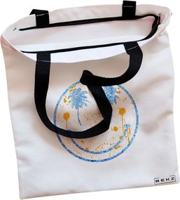 Sacosa de Panza pentru Cumparaturi, Geanta Tote, model Party Smile, Cu fermoar, 38x34.5 cm, Alba, BEKZ®