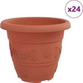 vidaXL Ghiveci rotund pentru flori 24 pcs Roșu cărămidă Ø 26 x 21.5 cm