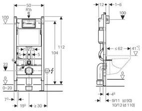 Rezervor incastrat Duofix Delta 100, 12 cm grosime, Geberit