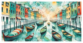 Tablou canal venețian plin de viață și culoare
