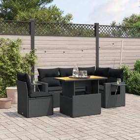 3271755 vidaXL Set mobilier de grădină cu perne, 6 piese, negru, poliratan