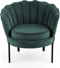 Fotoliu ANGELO, verde/negru, stofa catifelata/otel, 73x73x75 cm